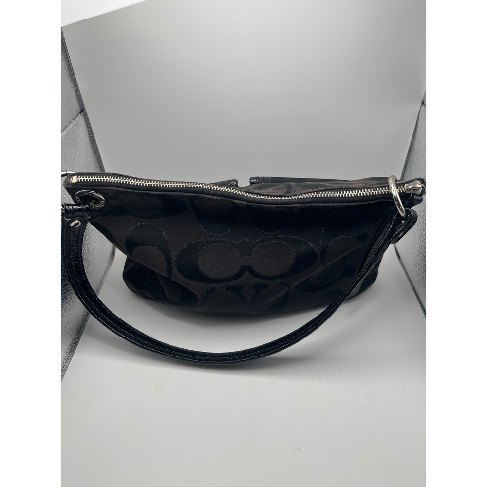 Coach Signature C Black Jacquard Patent Leather Shoulder Bag 18980 Mens - Picture 4 of 10